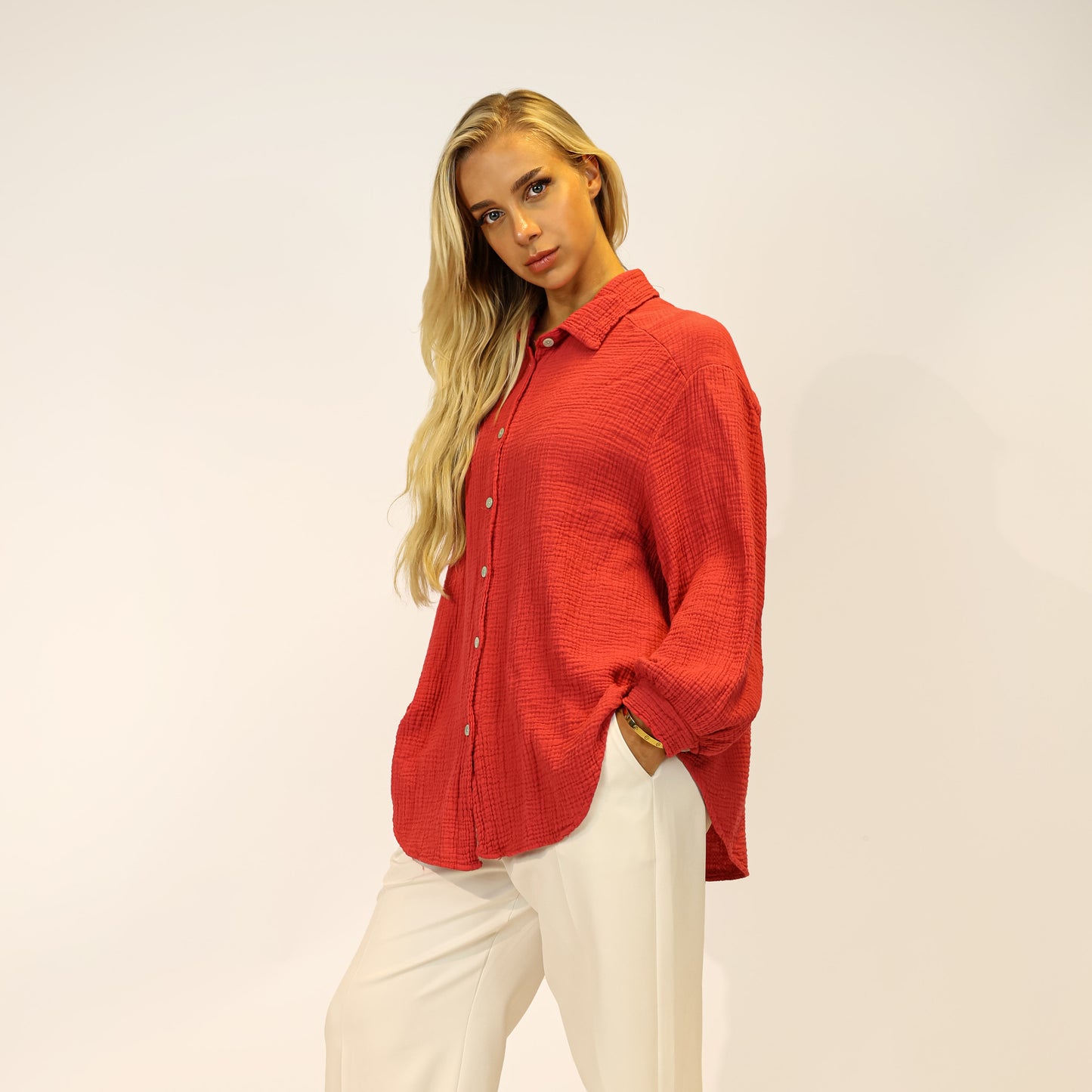 Musselin Hemd Rot
