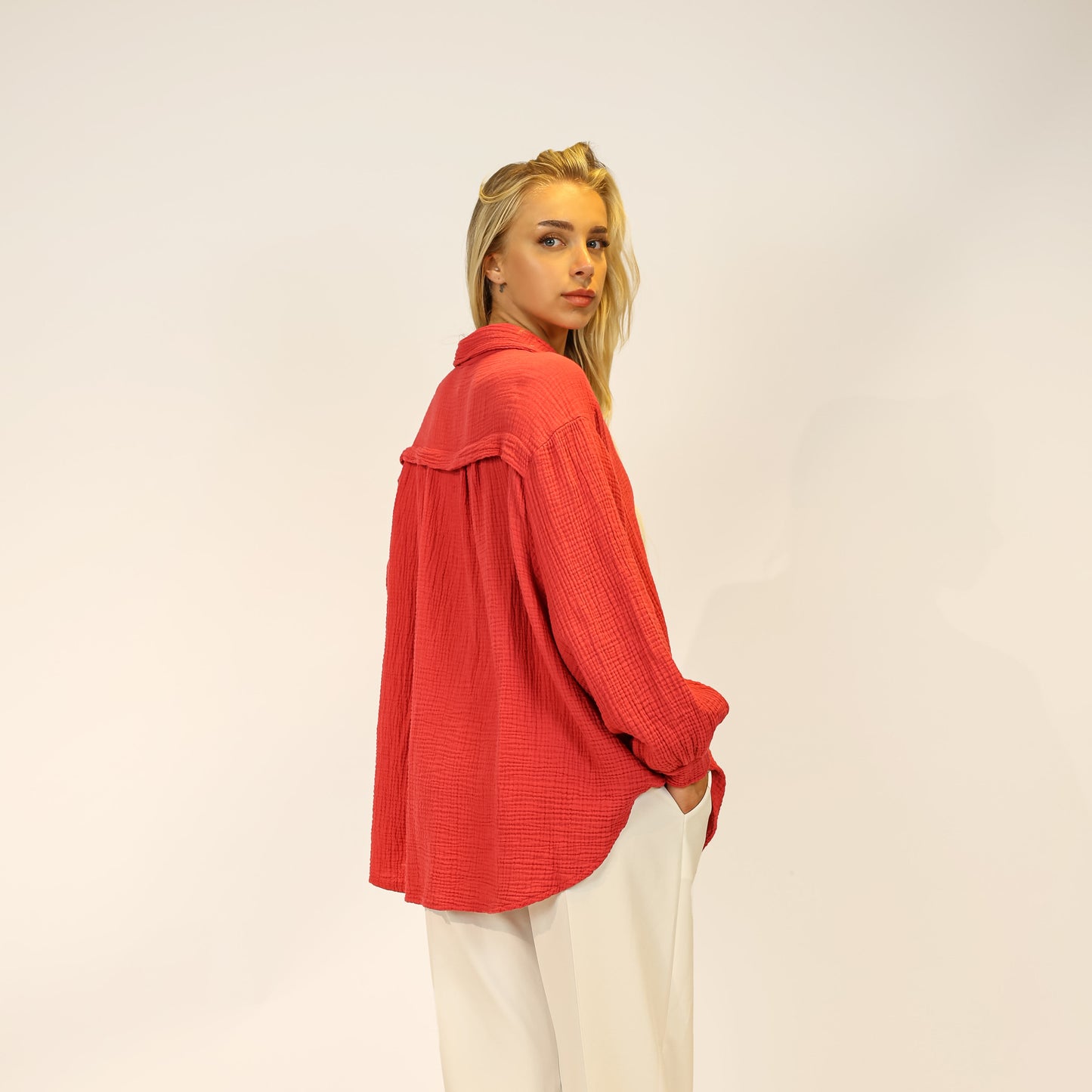 Musselin Hemd Rot