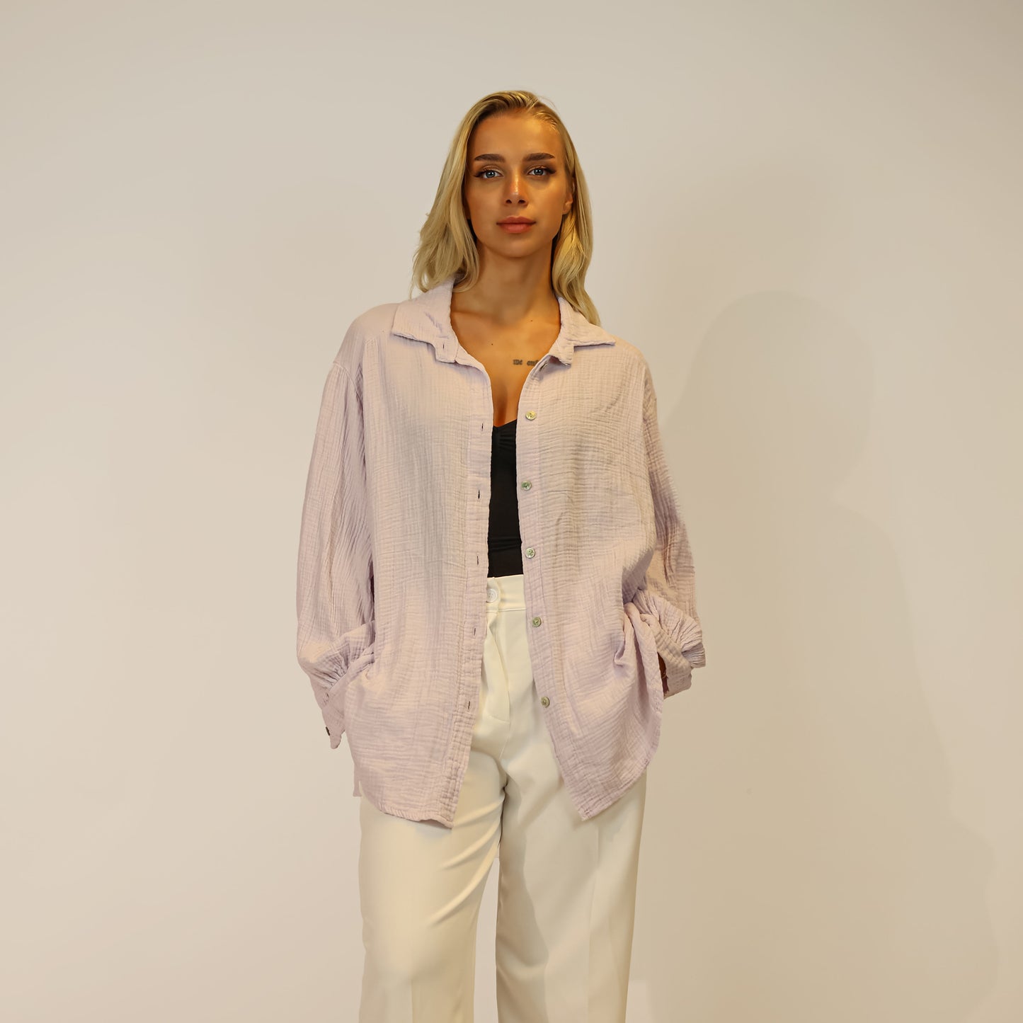 Musselin Hemd Rosa