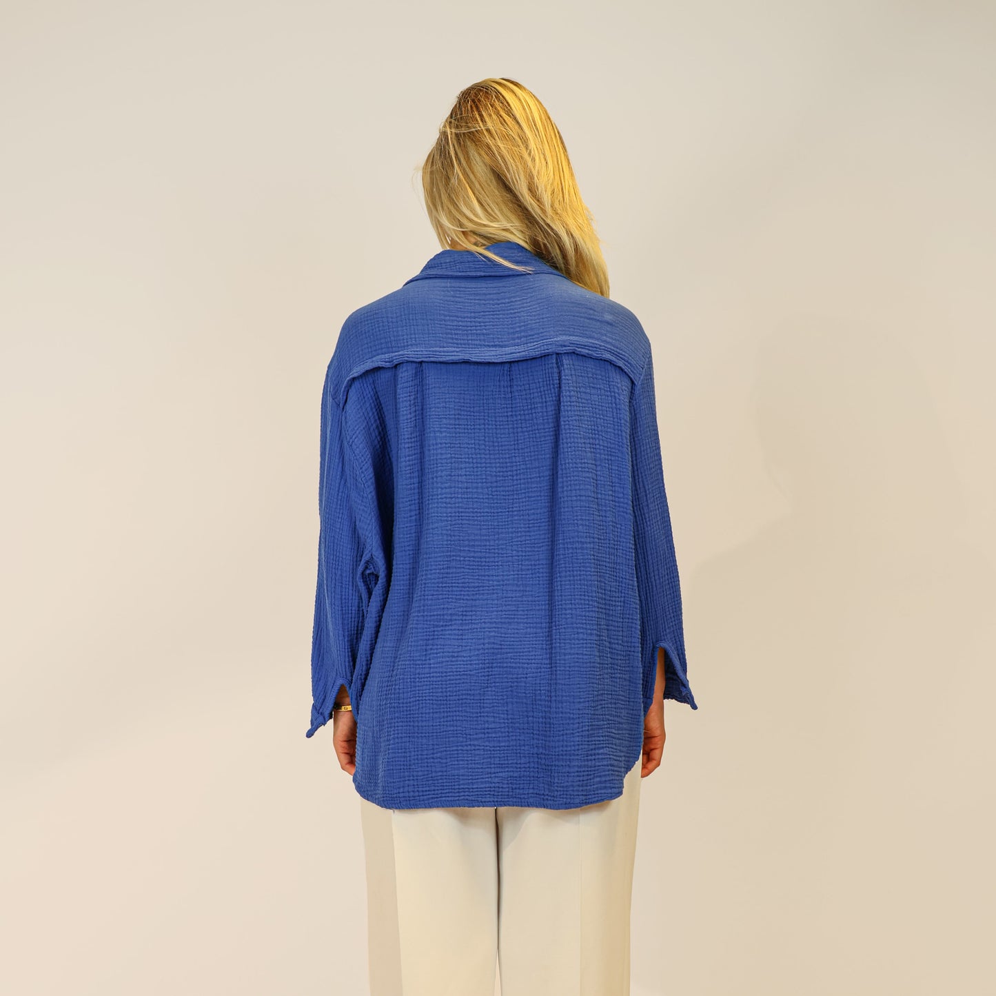 Musselin Hemd Blau