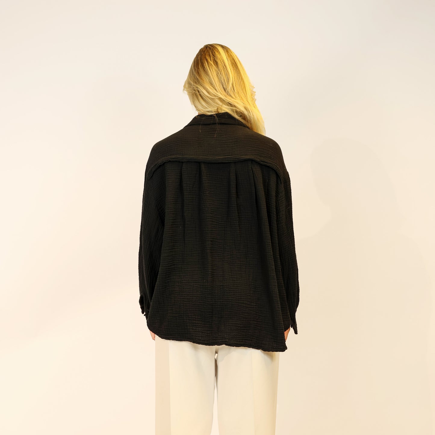 Musselin Hemd Schwarz