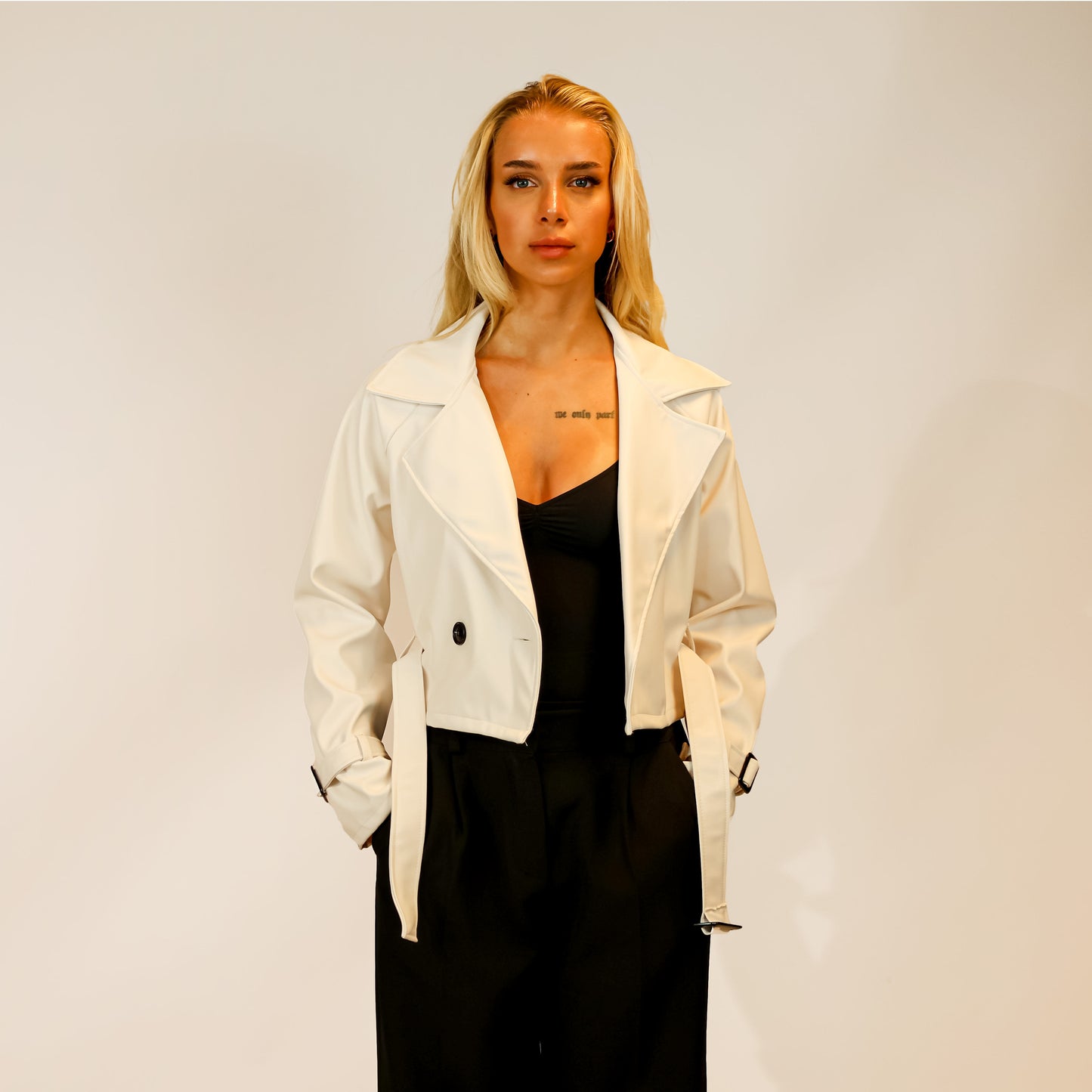 Kunst Leder Jacke Weiß