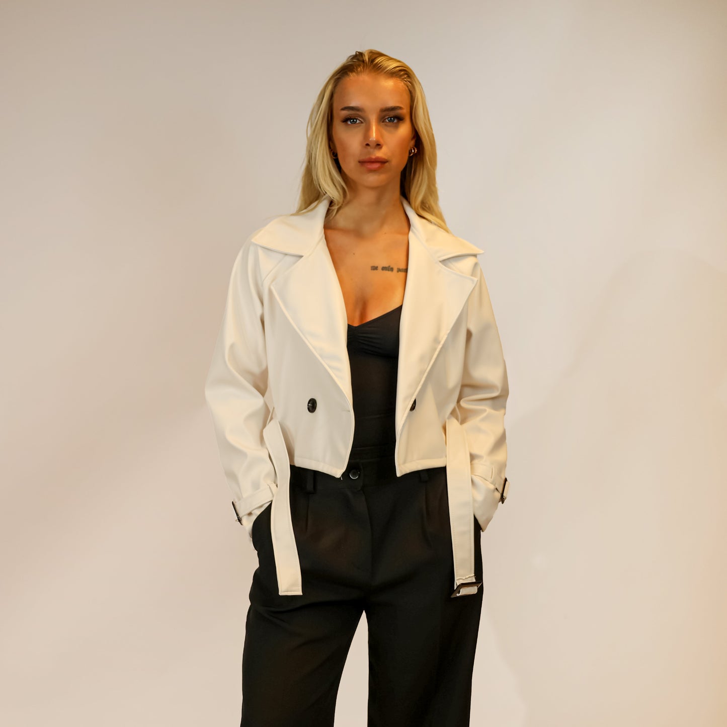 Kunst Leder Jacke Weiß