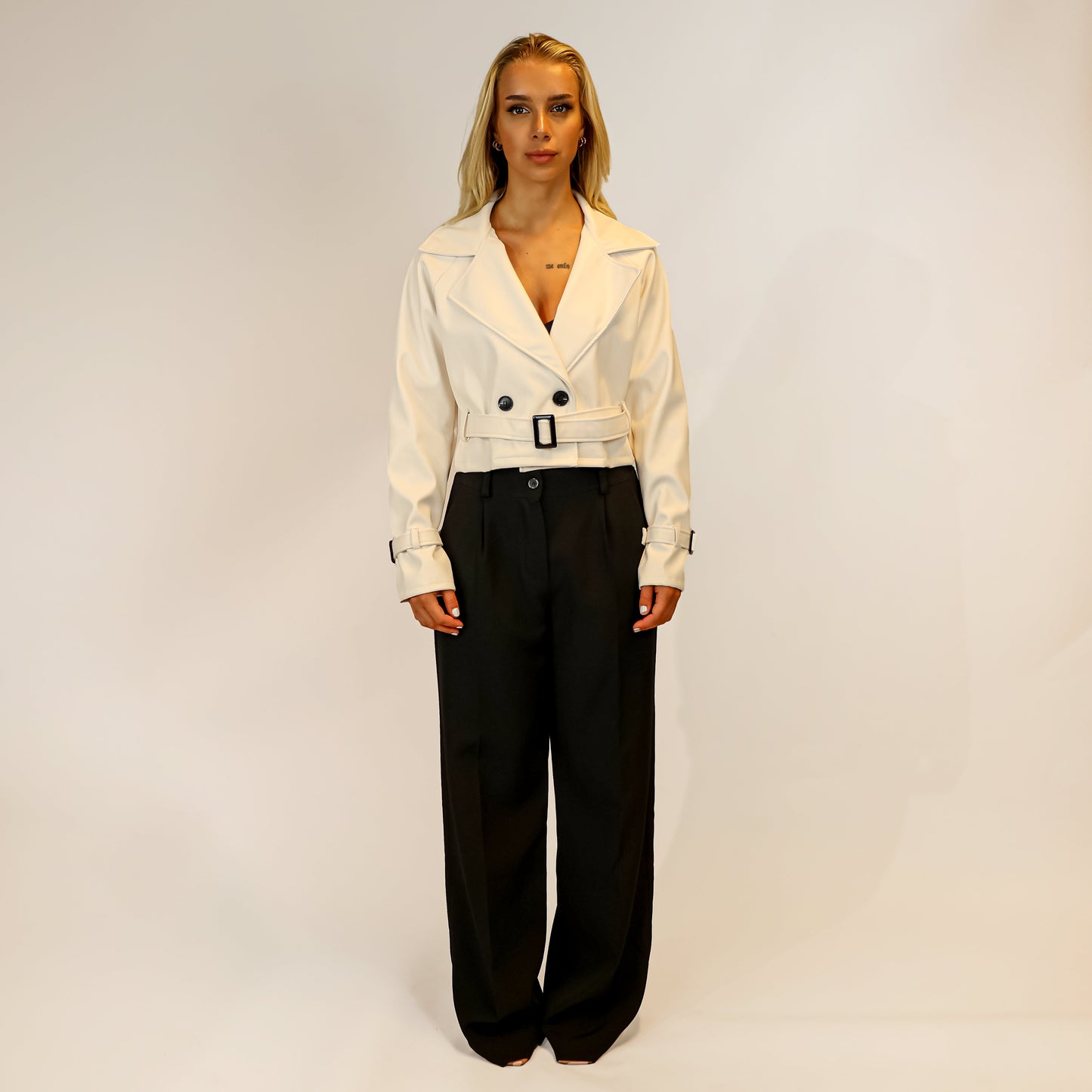 Kunst Leder Jacke Weiß
