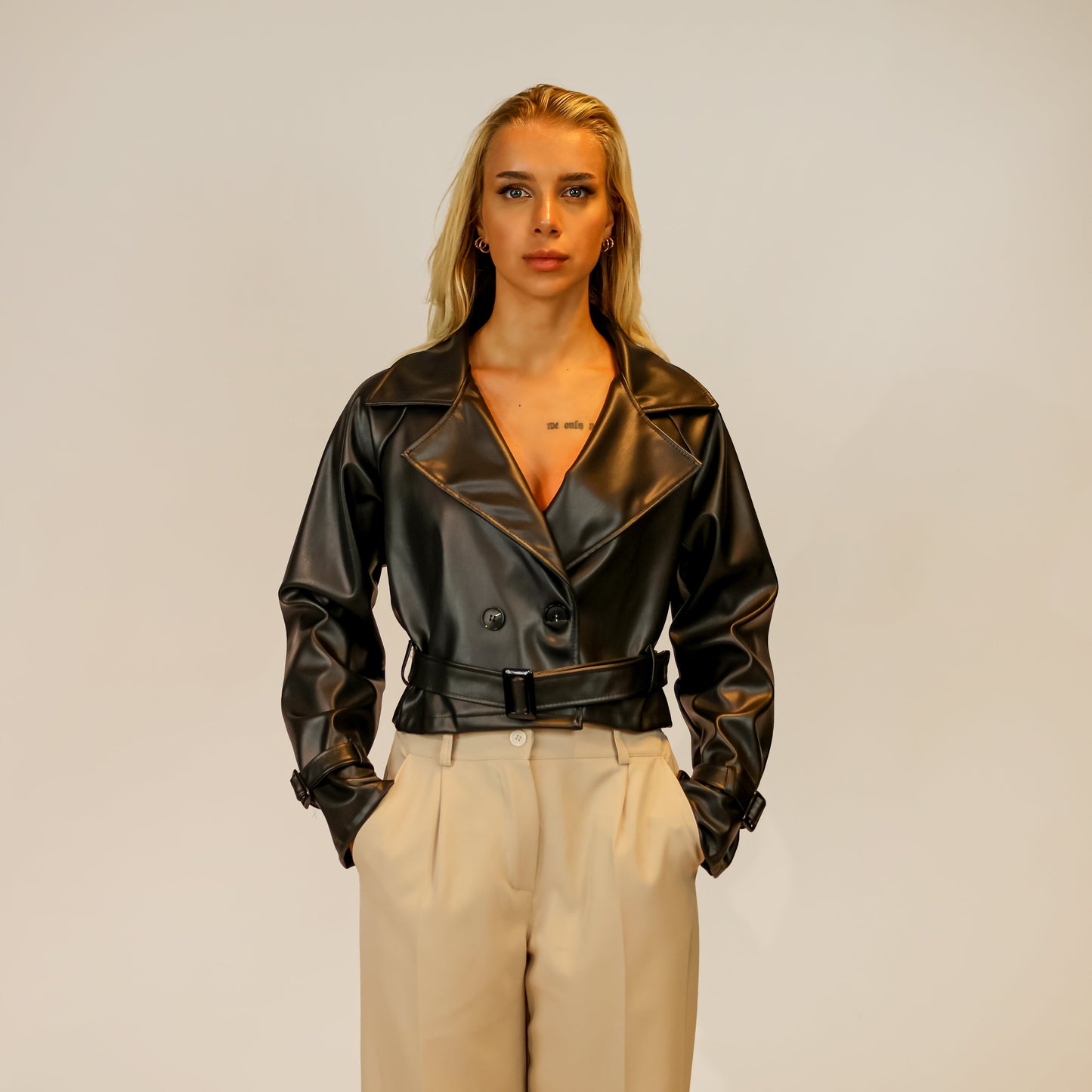 Kunst Leder Jacke Schwarz