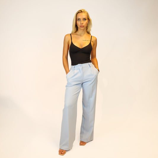 Stoff Hose Baggy Hellblau