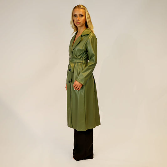 Leder Mantel Kunst Grün